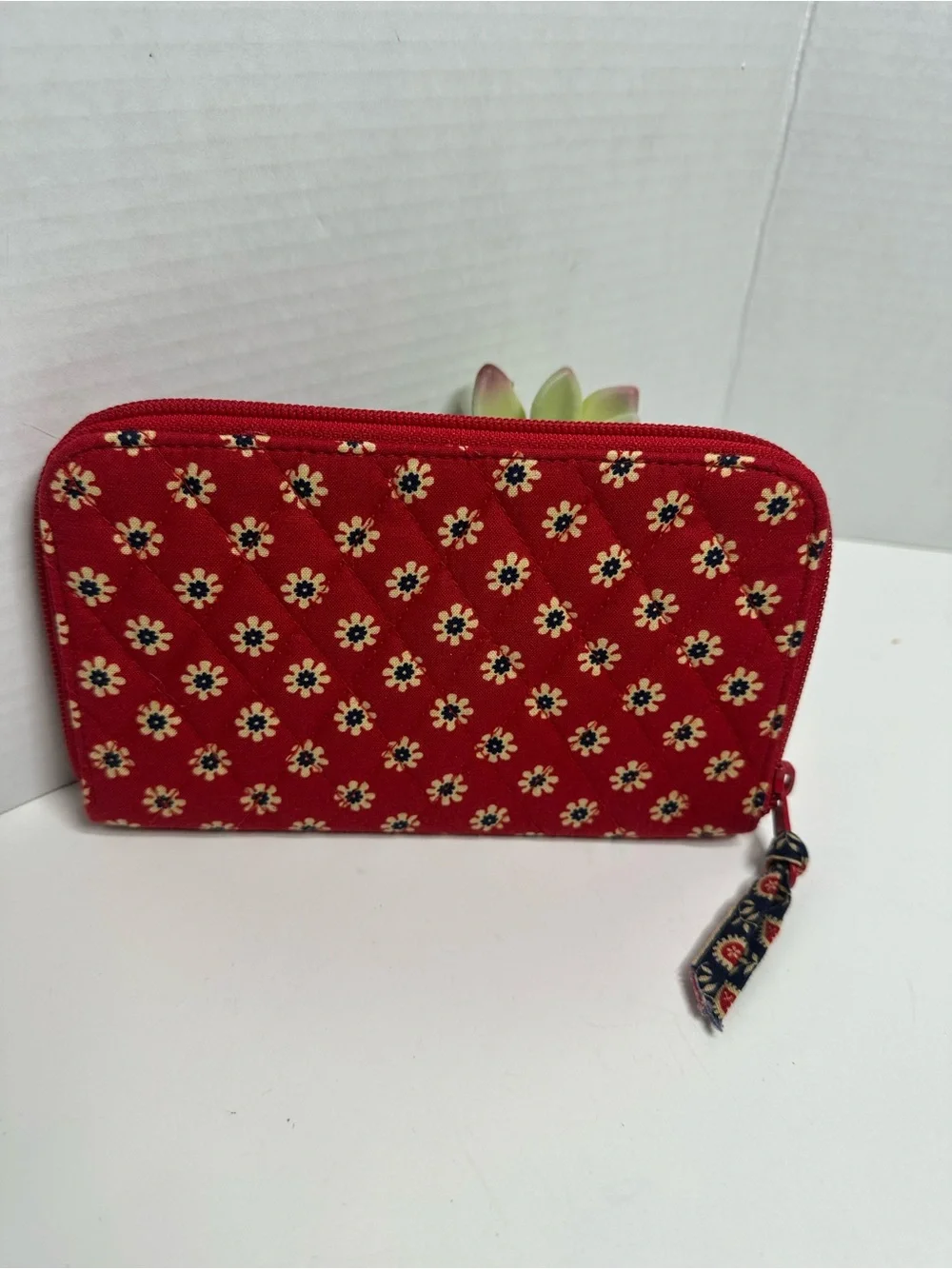 Vera Bradley Red Floral Quilted Zip Wallet